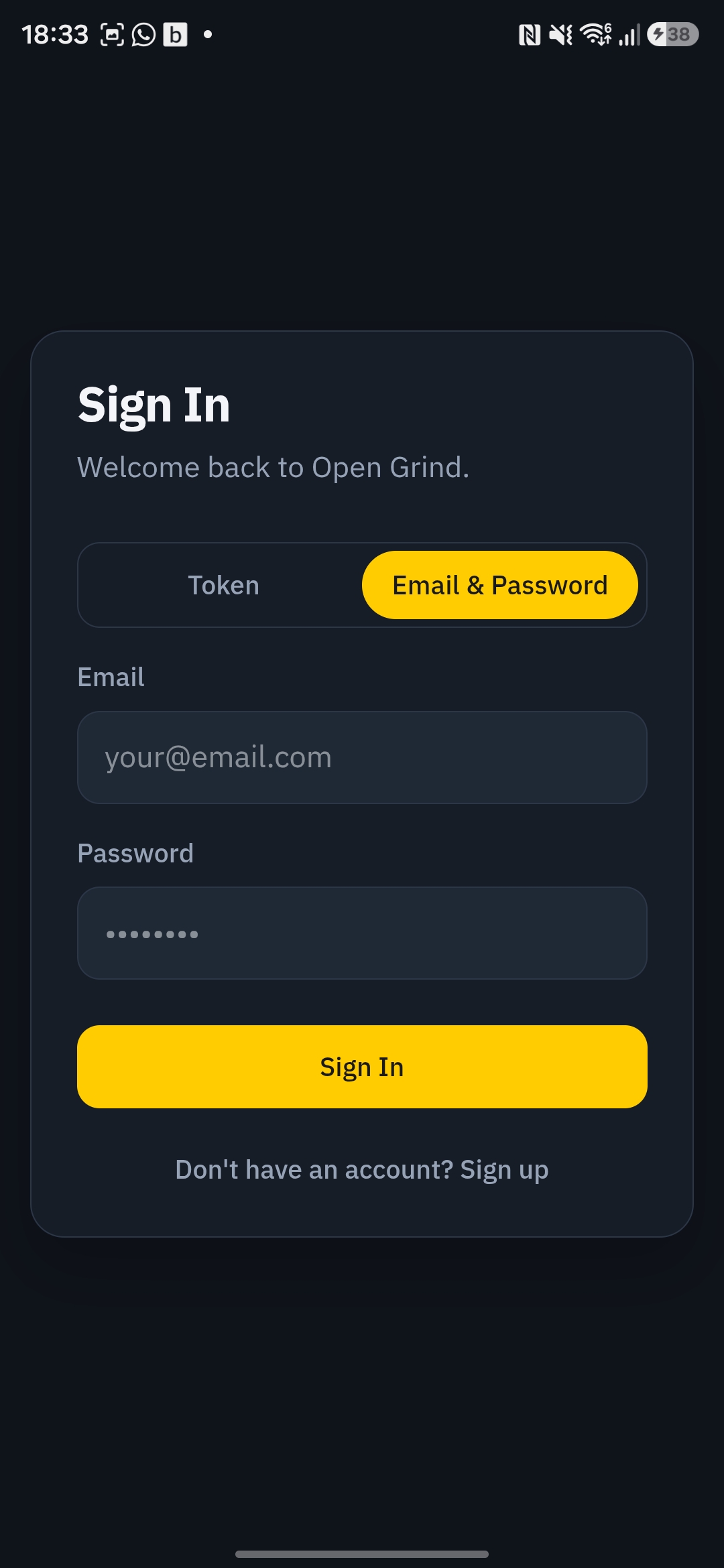 Sign in with email
